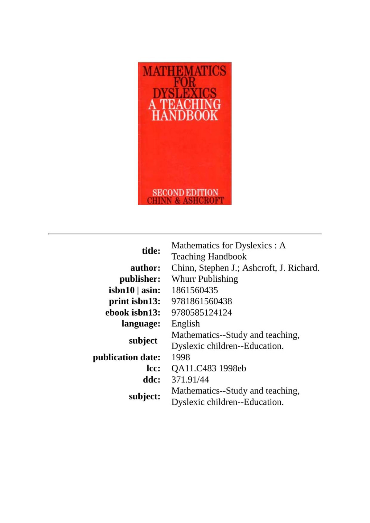Mathematicsfordyslexicsateachinghandbook Stephenjchin