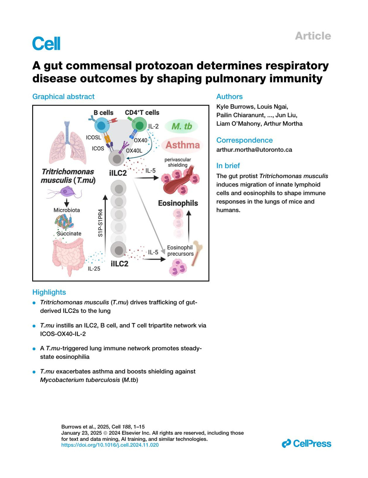 A Gut Commensal Protozoan Determines Respiratory Disease Outcomes By Shaping Pulmonary Immunity Kyle Burrows