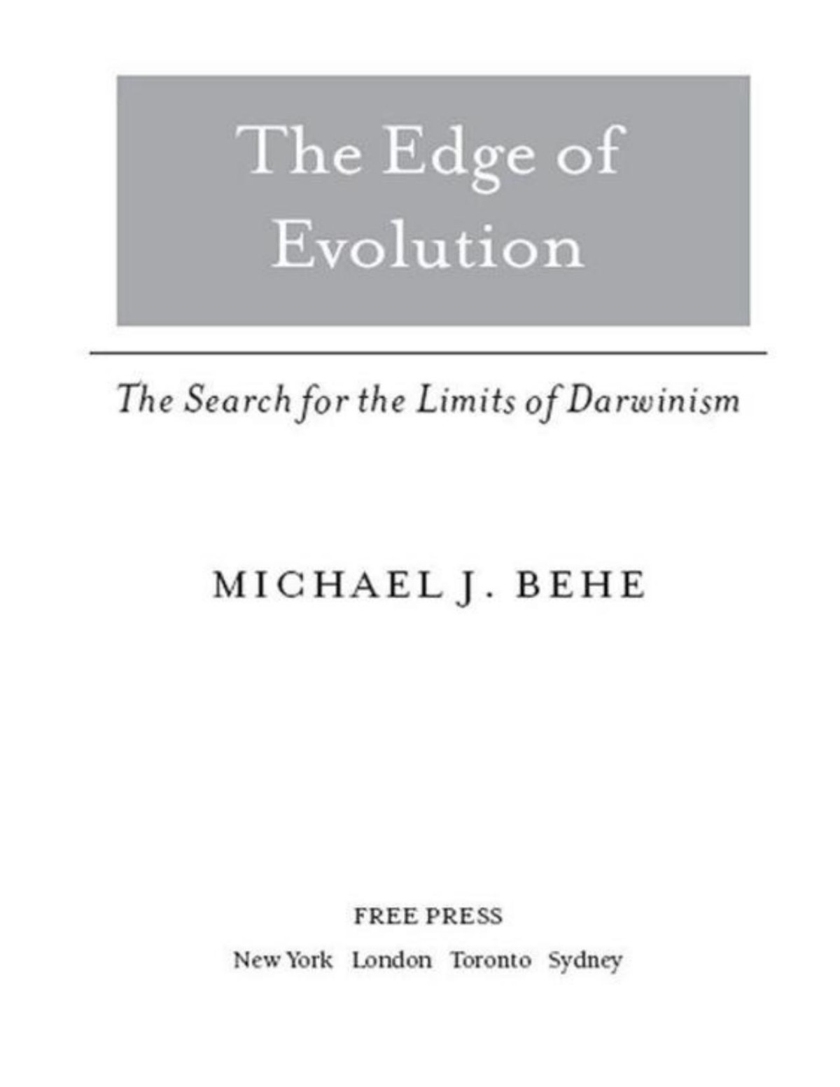 The Edge Of Evolution Illustrated Michael J Behe
