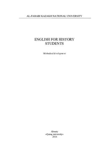 English For History Students Methodical Development