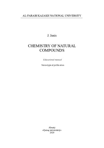 Chemistry Of Natural Compounds Educational Manual