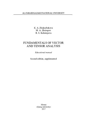 Fundamentals Of Vector And Tensor Analysis Zhaksybekova