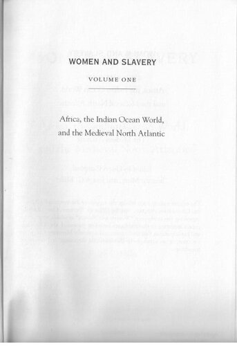Women And Slavery Volume One Africa The Indian Ocean World And The Medieval North Atlantic Gwyn Campbell Suzanne Miers Joseph C Miller