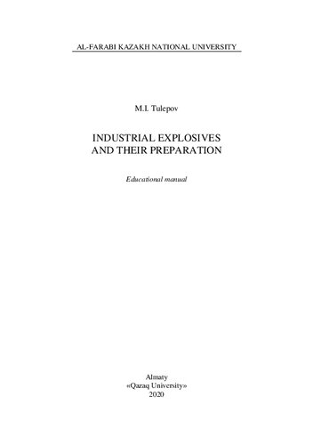 Industrial Explosives And Their Preparation Ducational Manual Eo