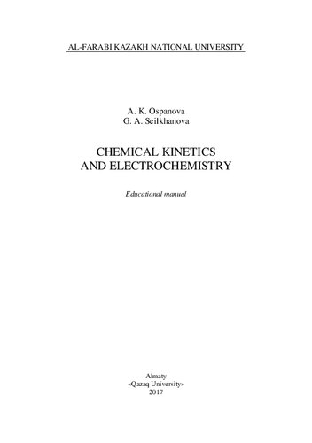 Chemical Kinetics Nd Electrochemistry Ducational Manual