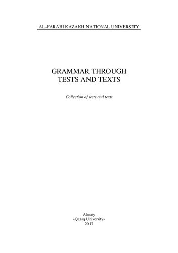 Grammar Through Tests And Texts Collection Of Tests And Texts