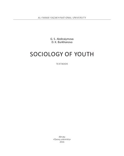 Sociology Of Youth Textbook