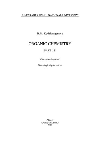 Organic Chemistry Part I Ii Textbook кудайбергенова бм