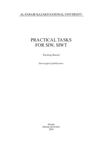 Practical Tasks For Siw Siwt Teaching Manual