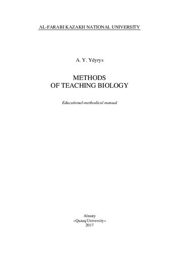 Methods Of Teaching Biology Educationalmethodical Manual