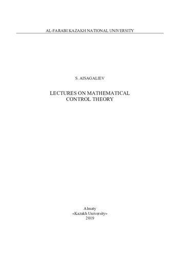 Lectures On Mathematical Control Theory