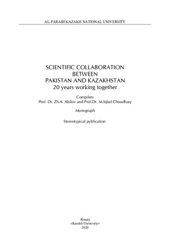 Scientific Collaboration Between Pakistan And Kazakhstan Miqbal Choudhary