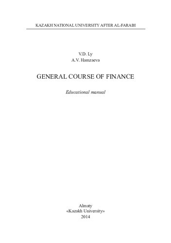 General Course Of Fi Nance Ducational Manual Ly Vd