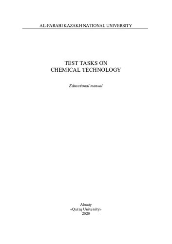 Test Tasks On Chemical Technology Educational Manual