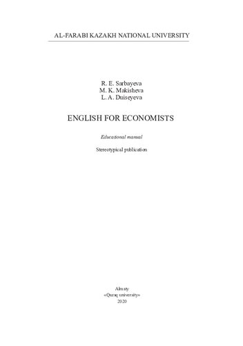 English For Economists Educational Manual