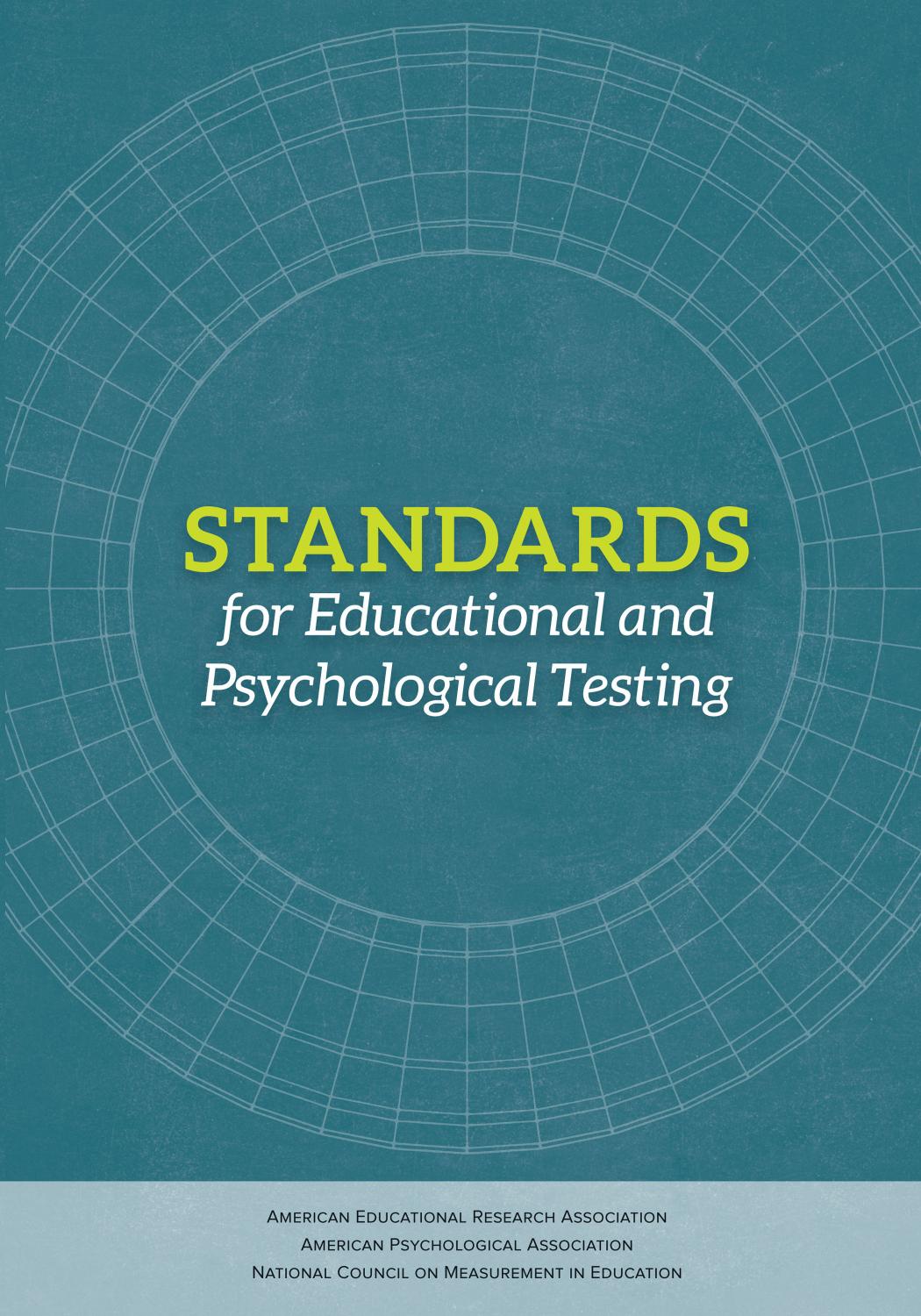 Standards For Educational And Psychological Testing American Educational Research Association