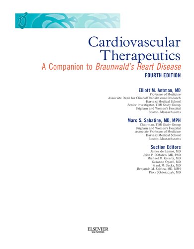 Cardiovascular Therapeutics A Companion To Braunwalds Heart Disease 4th Edition Elliott M Antman