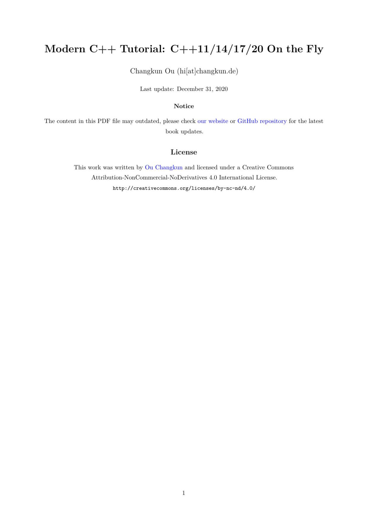 Modern C Tutorial C11141720 On The Fly Changkun Ou