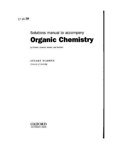 Solutions Manual To Accompany Organic Chemistry 1st Edition Stuart Warren