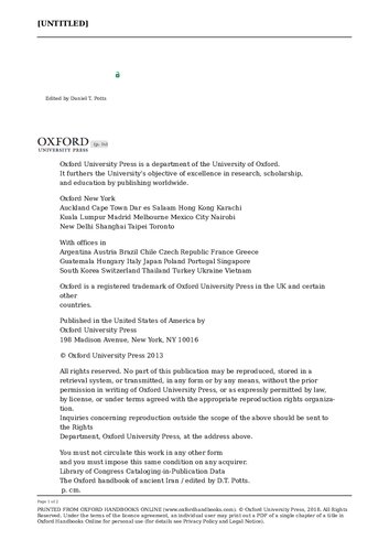 The Oxford Handbook Of Ancient Iran Potts Daniel T