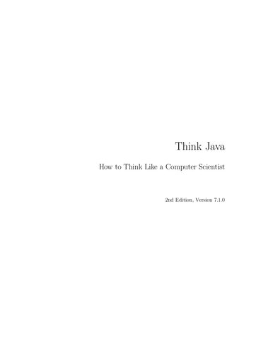 Think Java How To Think Like A Computer Scientist 2nd Edition Allen B Downey