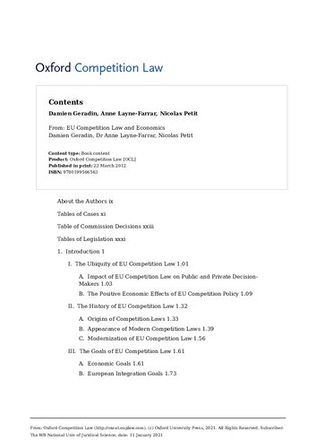 Eu Competition Law And Economics 1st Edition Damien Geradin Nicolas Petit Anne Laynefarrar