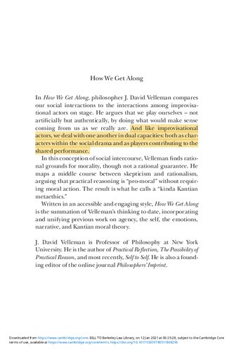How We Get Along David Velleman