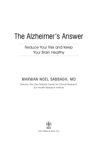 The Alzheimers Answer Marwan Sabbagh