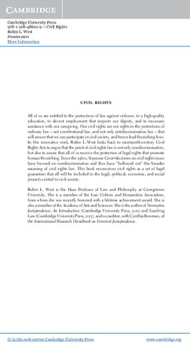 Civil Rights Rethinking Their Natural Foundation Robin L West