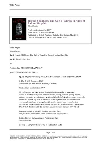 Heroic Shktism The Cult Of Durg In Ancient Indian Kingship Bihani Sarkar