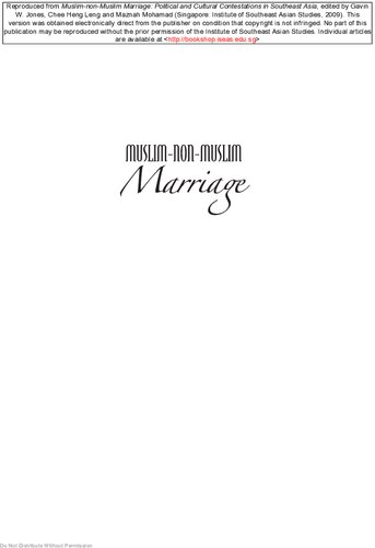 Muslimnonmuslim Marriage Political And Cultural Contestations In Southeast Asia Heng Leng Chee Gavin W Jones Maznah Mohamad