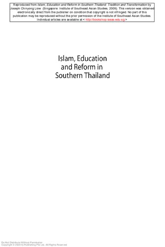 Islam Education And Reform In Southern Thailand Tradition Et Transformation 1 Publ Joseph Chinyong Liow