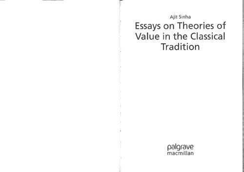 Essays On Theories Of Value In The Classical Tradition Ch1 2 Only Ajit Sinha