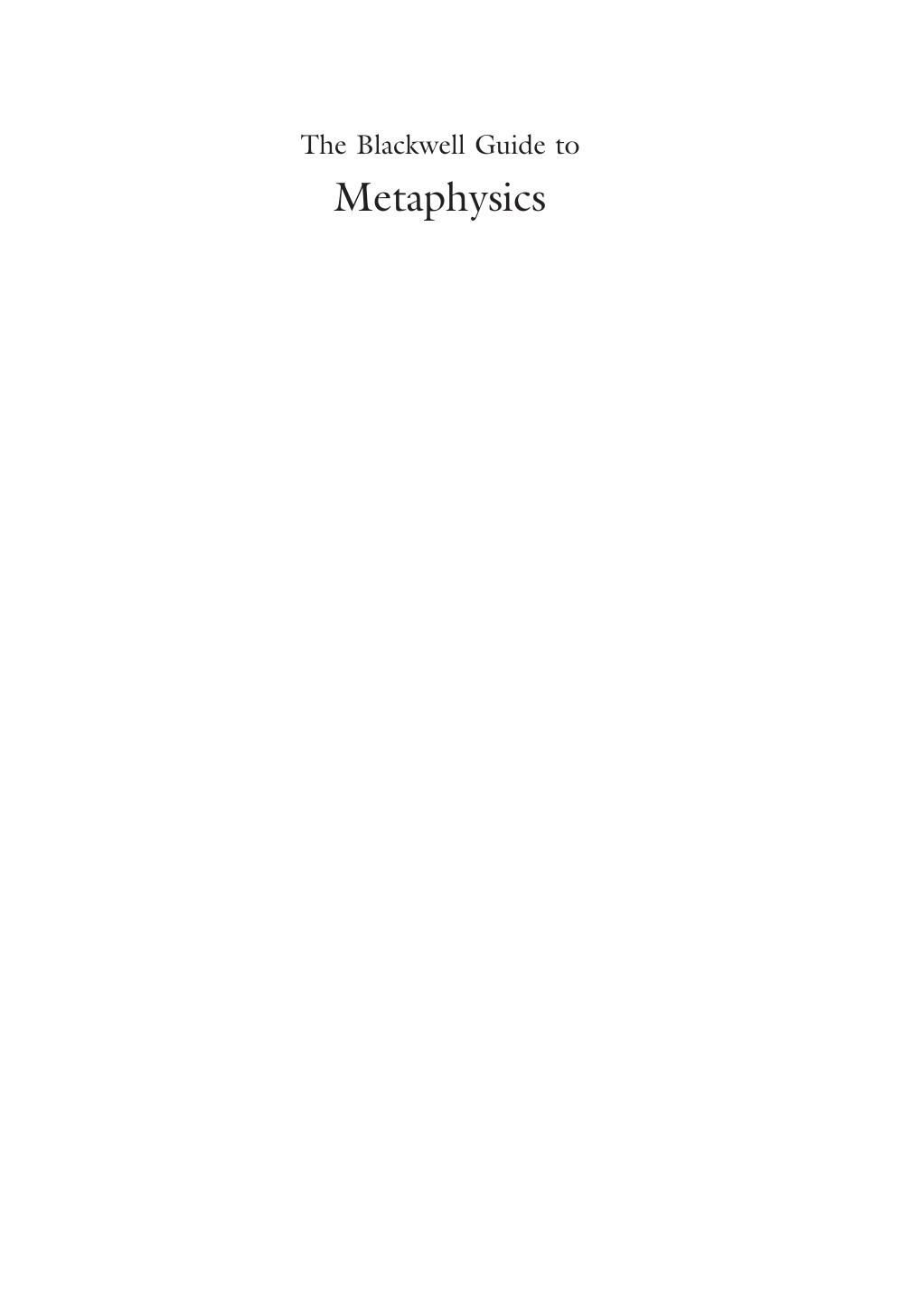 The Blackwell Guide To Metaphysics Richard Gale Gale Richard