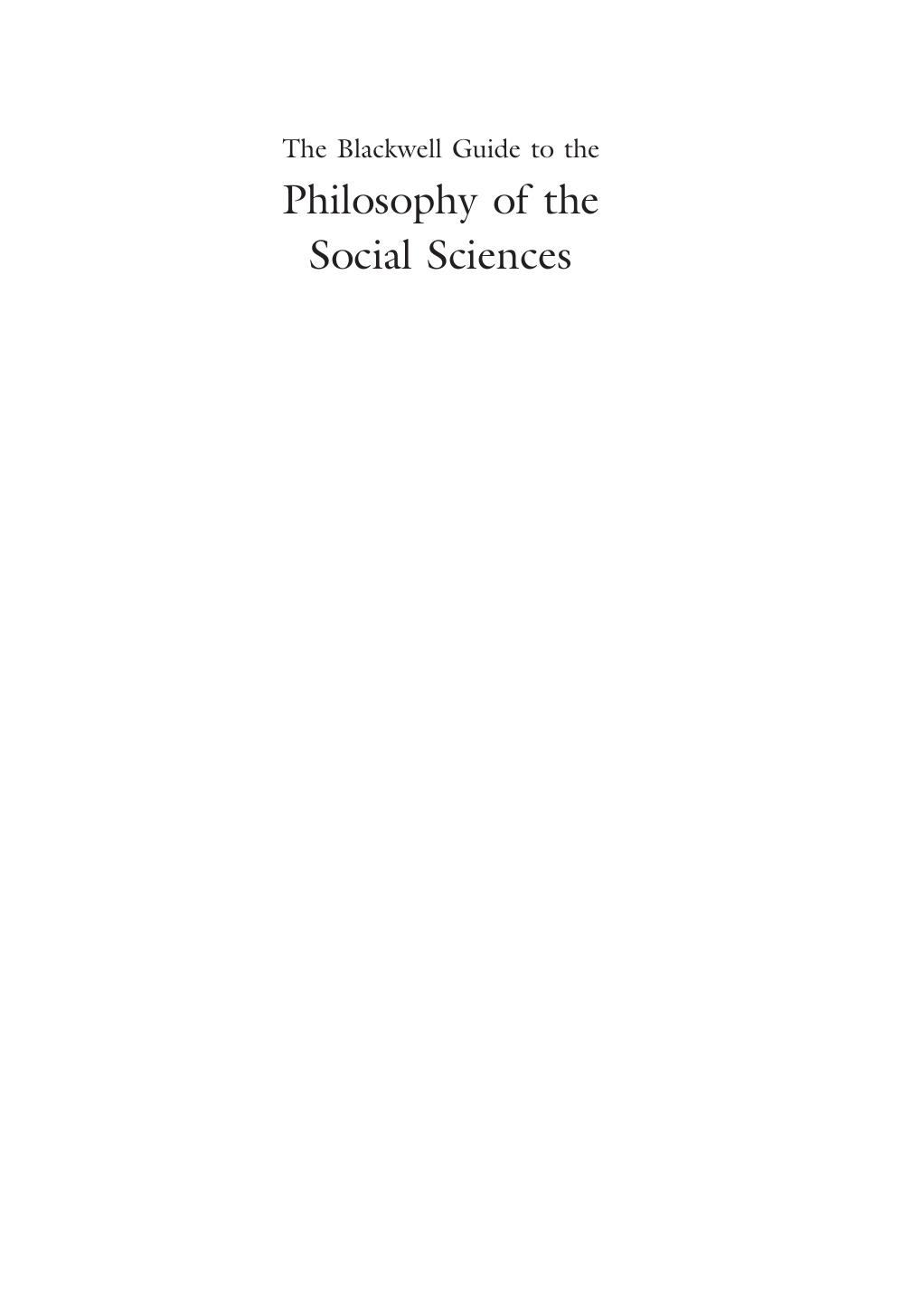 The Blackwell Guide To The Philosophy Of The Social Sciences Stephen P Turner Paul A Roth Turner