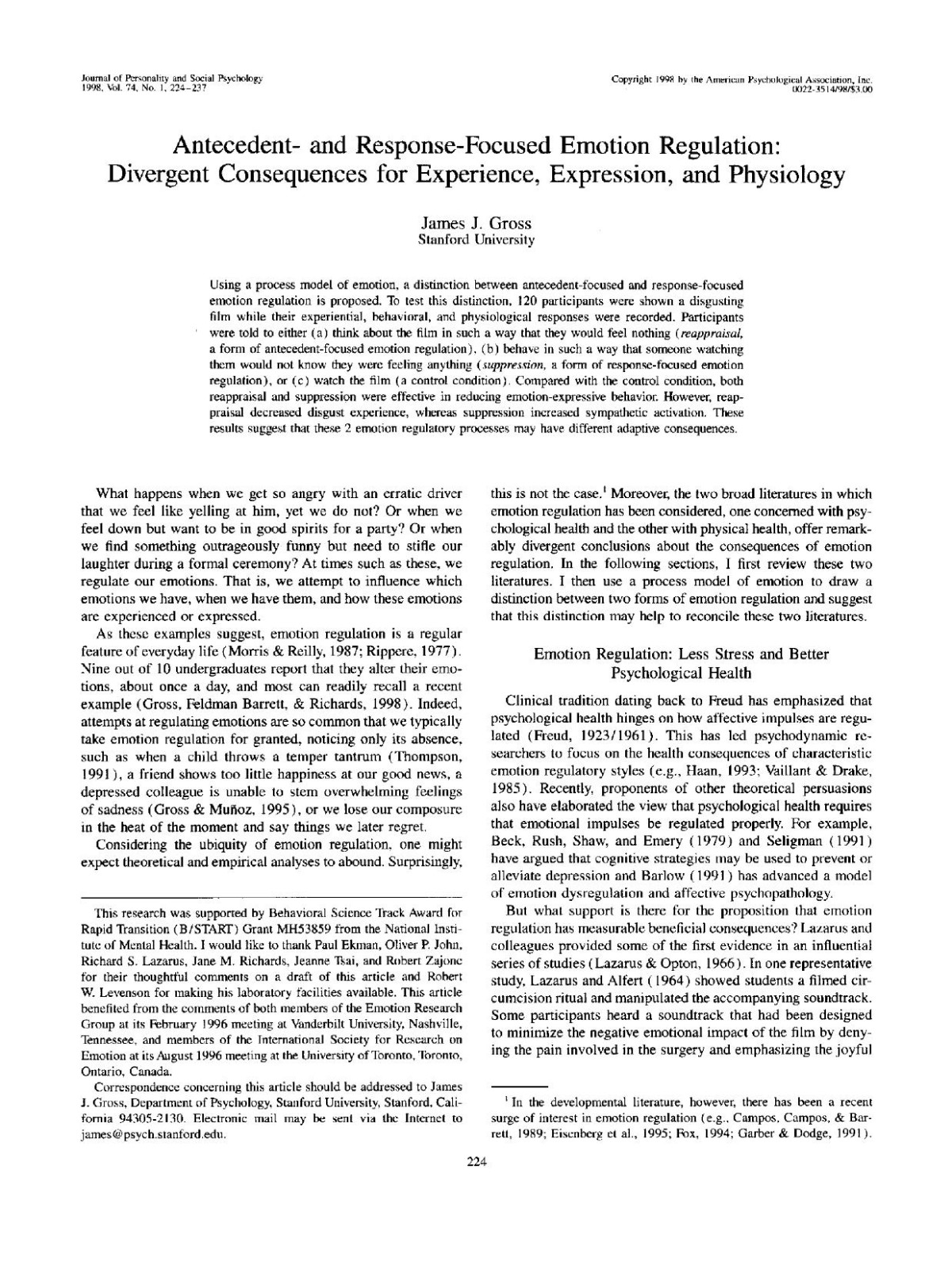 Handbook Of Emotion Regulation Second Edition James J Gross Gross