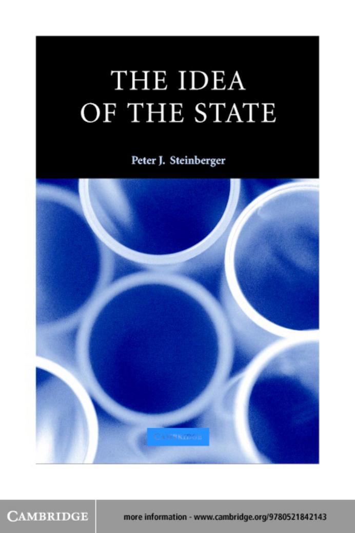 The Idea Of The State Peter J Steinberger Steinberger Peter J