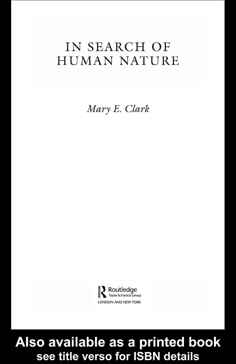 In Search Of Human Nature Mary E Clark Clark Mary E