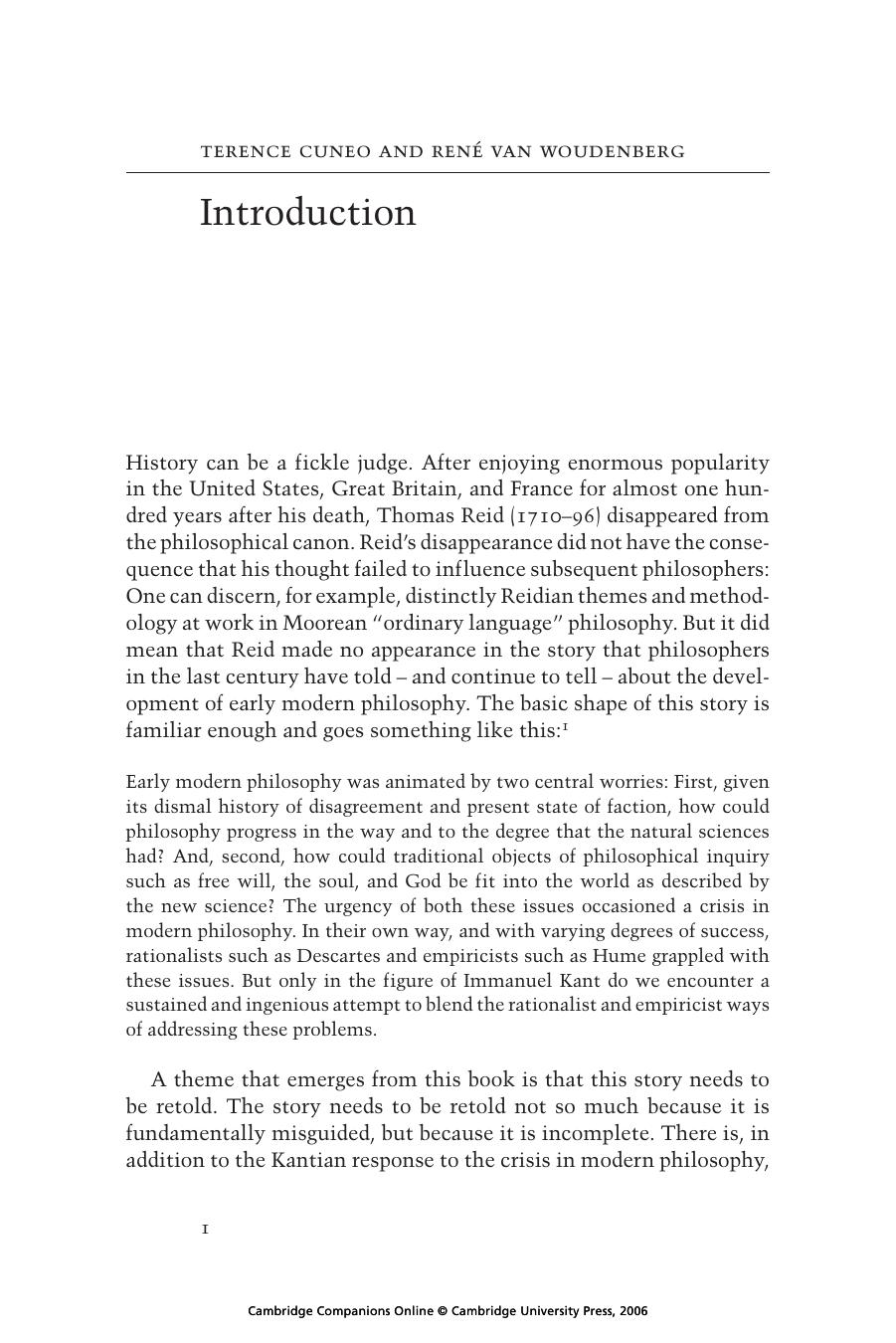 The Cambridge Companion To Thomas Reid Terence Cuneo René Van Woudenberg Cuneo