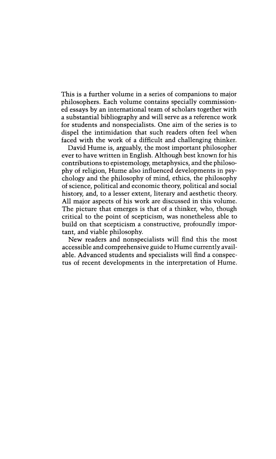 The Cambridge Companion To Hume David Fate Norton Jacqueline Taylor Norton