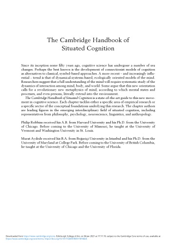 The Cambridge Handbook Of Situated Cognition Robbins Aydede Ed Robbins