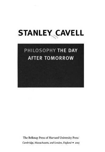 Philosophy The Day After Tomorrow Stanley Cavell