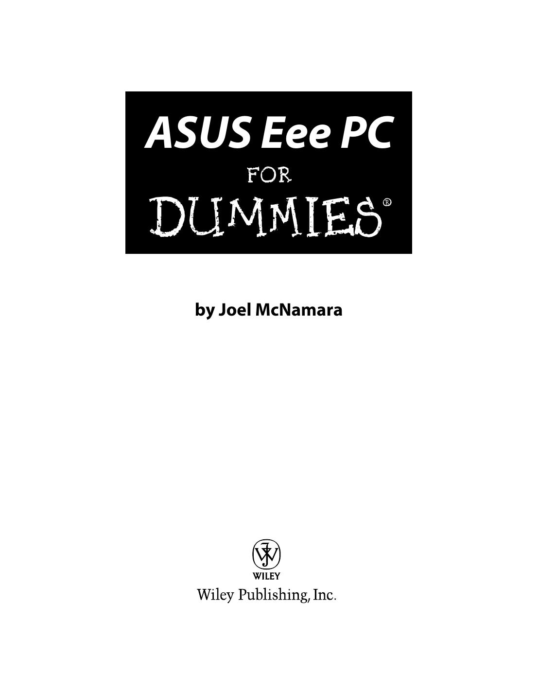 Asus Eee Pc For Dummies 1st Edition Mcnamara Joel