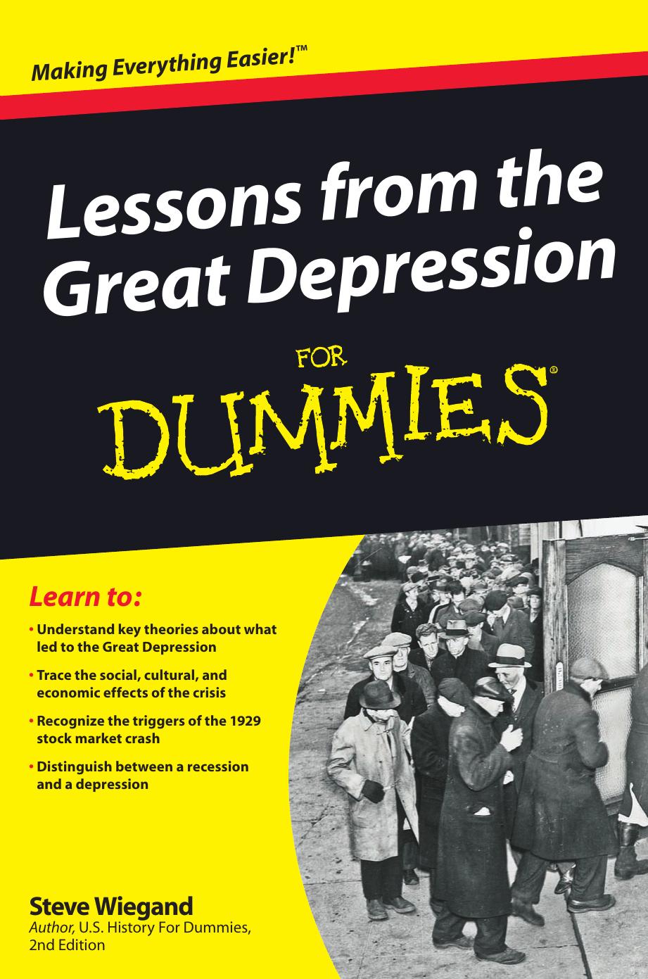 Lessons From The Great Depression For Dummies 1st Edition Steve Wiegand