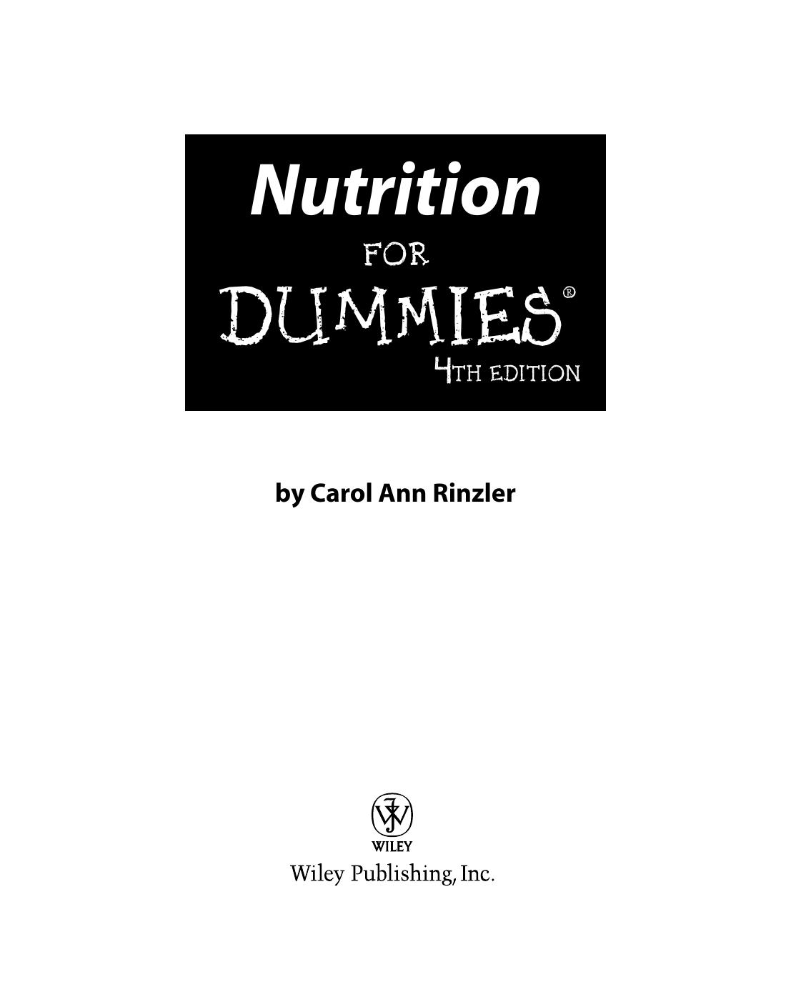 Nutrition For Dummies 4th Edition Rinzler Carol Ann