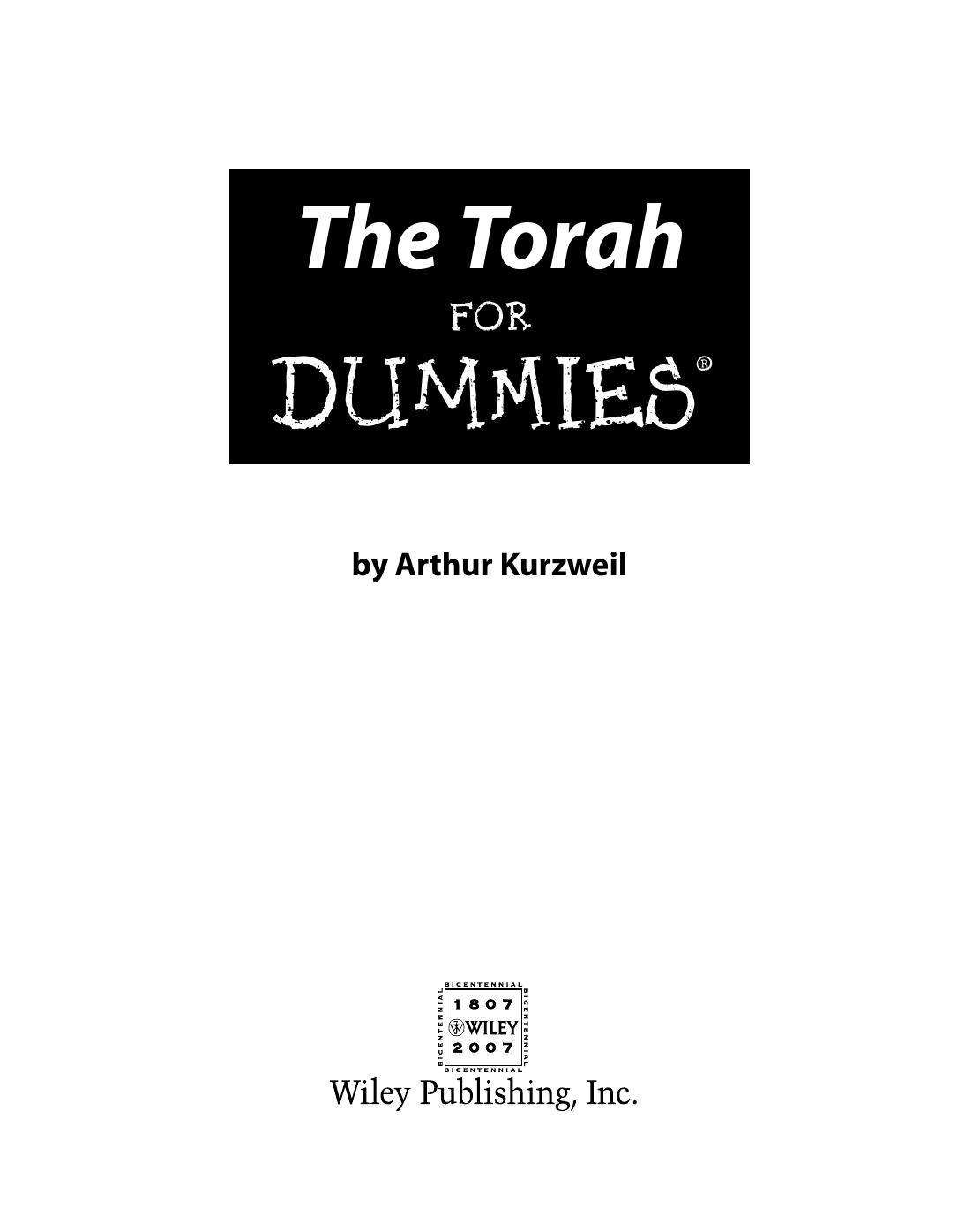 The Torah For Dummies 1st Edition Kurzweil Arthur