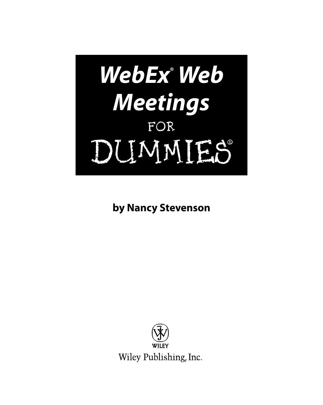 Webex Web Meetings For Dummies 1st Edition Stevenson Nancy