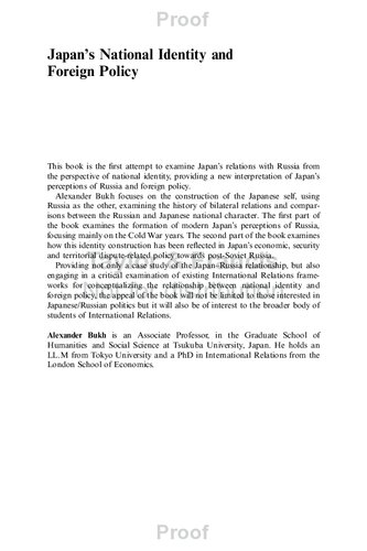 Japans National Identity And Foreign Policy Russia As Japans Other Proofs Alexander Bukh