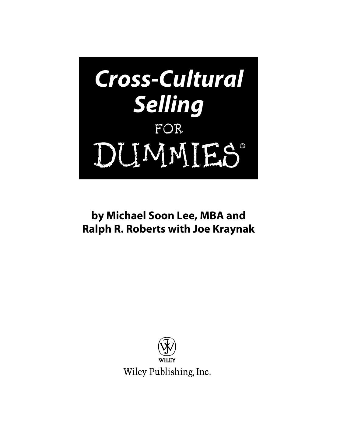 Crosscultural Selling For Dummies 1st Edition Michael Soon Lee