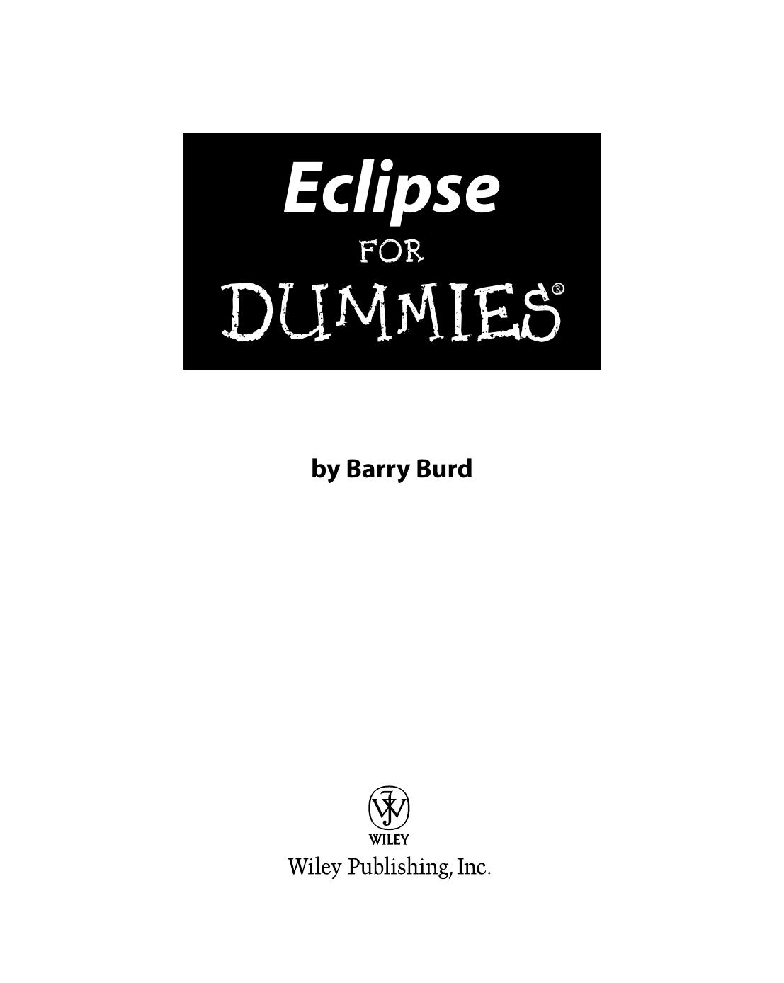 Eclipse For Dummies Barry Burd